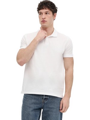 Kinetix MB Pam 12SN328 Beyaz Erkek Polo Yaka Kısa Kol T-Shirt
