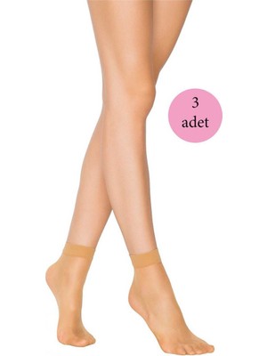 Mbb E-Ticaret 3 Adet Fit 15 Soket Ince Parlak Kısa Çorap Ten