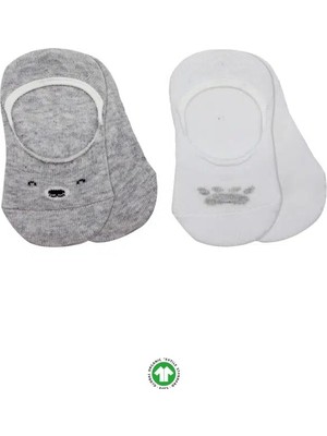 Mbb E-Ticaret 2'li Babet Cute Face Penye Çorap 30103 Gri Beyaz