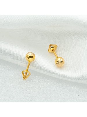 Bilezikci 5 mm. Vidalı 22 Ayar Top Altın Küpe