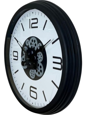 Mbb E-Ticaret Siyah Şık 60 cm Çarklı Duvar Saati