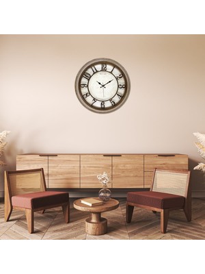 Mbb E-Ticaret Vintage 45 cm Eskitme Çerçeve Kabartma Duvar Saati