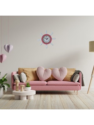 Mbb E-Ticaret Candy Pembe Kavelalı Dümen Duvar Saati