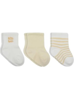 Mbb E-Ticaret Little Love Girl 3'lü Penye Soket Çorap 10137 Ekru