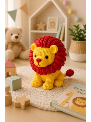 My Craft 3D Örgü Dokulu Sevimli Aslan Figür Oyuncak Dekoratif Çocuk Odası Süs Objesi Pla Malzeme