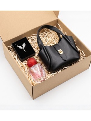 vegahediye v vega Zamansız Şıklık Hediye Seti (Kadın Çanta & Rebul Scarlet Edp 50 ml & Mikail Melek Kolye Hediye Seti) Kadına Hediye, Sevgiliye Hediye