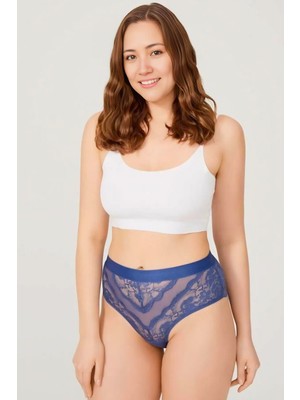 Homay 3'lü Büyük Beden Dantel Işlemeli Transparan Bikini Külot