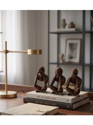 No12 Modern Dekoratif 3'lü Minimalist Soyut Insan Figürü Biblo Seti