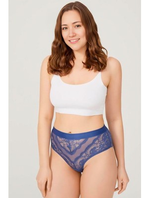 Homay 3'lü Büyük Beden Dantel Işlemeli Transparan Bikini Külot