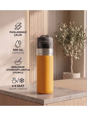 vegahediye v vega Kilit Kapaklı Paslanmaz Çelik Seyahat Termosu - 500 ml