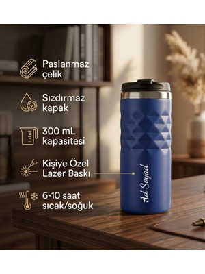 vegahediye v vega Kişiye Özel Baskılı Geometrik Desenli Termos Bardak 300ML