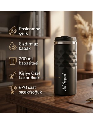 vegahediye v vega Kişiye Özel Baskılı Geometrik Desenli Termos Bardak 300ML