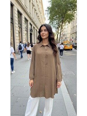 Misswhence Çıtçıt Kapamalı Gömlek 39303 Camel