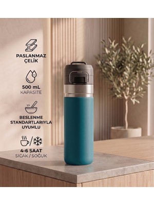 vegahediye v vega Kilit Kapaklı Paslanmaz Çelik Seyahat Termosu - 500 ml