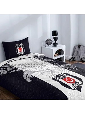 Taç Lisanslı Beşiktaş Kartal Tek Kişilik Yatak Örtüsü Takımı