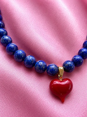 Sun Jewellery Lapis Lazuli Doğal Taşlı Kalp Tasarım Kolye