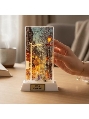Hediyesahibi  Kişiye Özel LED Işıklı Tatlı Aşıklar Temalı Dekoratif Gece Lambası
