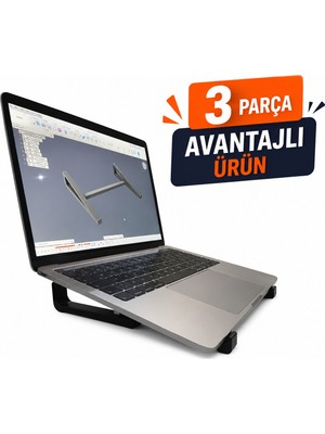 3 Parça Ergonomik Laptop Standı Notebook Yükseltici Havalandırmalı Dizüstü Bilgisayar Stand