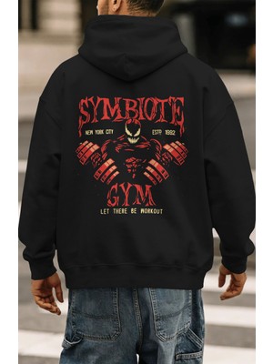 Sevbano Symbiote Fitness Bodybuilding Gym Sporcu Sırt Baskılı Unisex Oversize Penye Hoodie