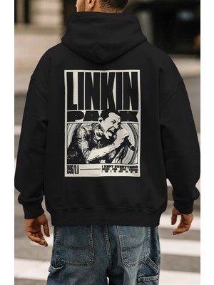 Sevbano Linkin Park Rock Metal Müzik Grubu Sırt Baskılı Unisex Oversize Premium Hoodie