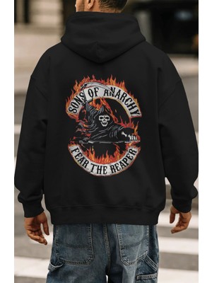 Sevbano Sons Of Anarchy Rock Metal Müzik Grubu Sırt Baskılı Unisex Oversize Premium Hoodie