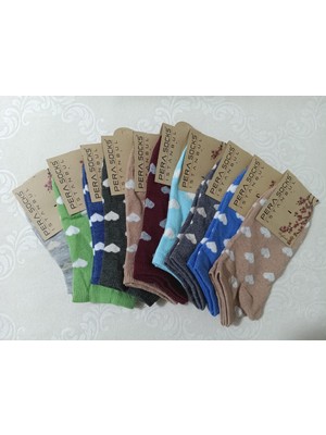 Pera Socks Sıkmayan Lastikli 10'lu Kalp Desenli Kadın Patik Çorap Seti Kdm7