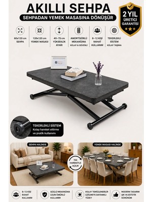 Sehpam Akıllı Home Üst Tabla Mdf Kartal Oval Köşe Alt Ayak Siyah