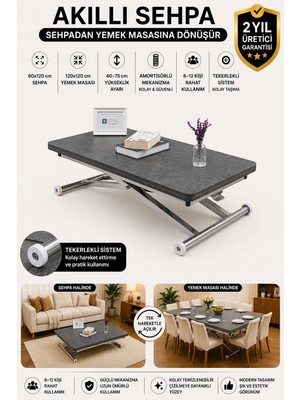 Sehpam Akıllı Home Üst Tabla Mdf Kartal Oval Köşe Alt Ayak Krom