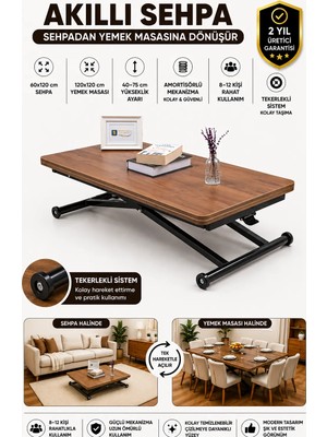 Sehpam Akıllı Home Üst Tabla Mdf Ceviz Oval Köşe Alt Ayak Siyah