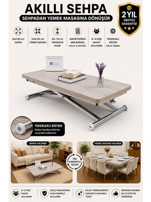 Sehpam Akıllı Home Üst Tabla Mdf Lizbon Oval Köşe Alt Ayak Krom