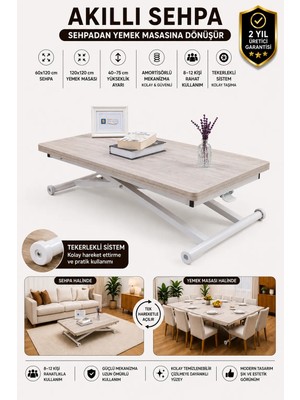 Sehpam Akıllı Home Üst Tabla Mdf Lizbon Oval Köşe Alt Ayak Beyaz