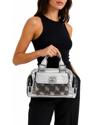 Baginn Gümüş Renk Kadın Omuz Çantası Abiye Kol Çantası Silver El-Omuz Çantası 27*17 cm Çapraz Askı Postacı