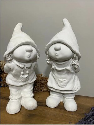 Ham Dekoratif Bahçe Cücesi Çift 44 cm
