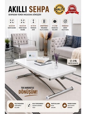 Sehpam Akıllı Akıllı Sehpa Juppo Üst Tabla Mdf Beyaz Oval Köşe Alt Ayak Krom Dışa K