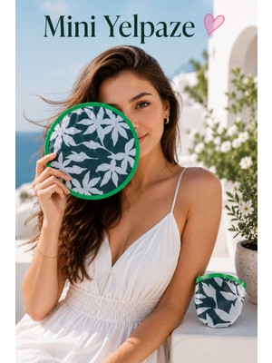 Sacce Scarves & Accessories Katlanabilir Mini Yelpaze Çantalı Taşınabilir Yazlık Desenli El Yelpazesi