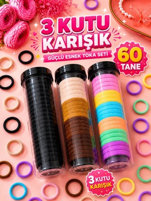 Zuum Accessories 3lü Büyük Boy Kutuda Karışık Tüp Toka , Lastik Toka , Çocuk Tokası
