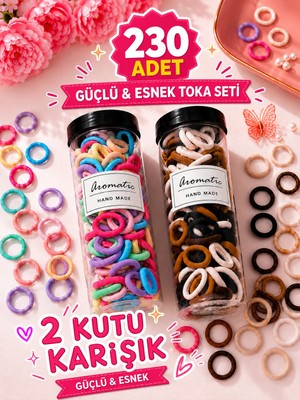 Zuum Accessories 2li Büyük Boy Kutuda Renkli ve Koyu Tonlar Tüp Toka , Lastik Toka , Çocuk Tokası