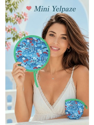 Sacce Scarves & Accessories Katlanabilir Mini Yelpaze Çantalı Taşınabilir Yazlık Desenli El Yelpazesi