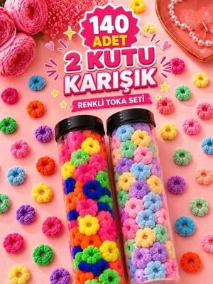 Zuum Accessories 2li Büyük Boy Kutuda Renkli Tüp Toka , Lastik Toka , Çocuk Tokası