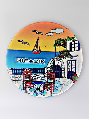 Mundy Sığacık Polyester Kabartmalı Magnet Çap:6,5cm Dekoratif Hediyelik Buzdolabı Süsü (KOD:1357)