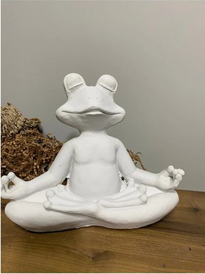 Ham Dekoratif Yoga Yapan Kurbağa Obje
