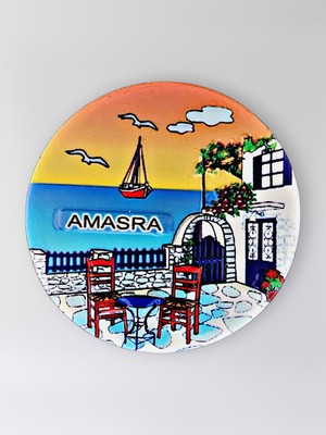 Mundy Amasra Polyester Kabartmalı Magnet Çap:6,5cm Dekoratif Hediyelik Buzdolabı Süsü (KOD:1359)