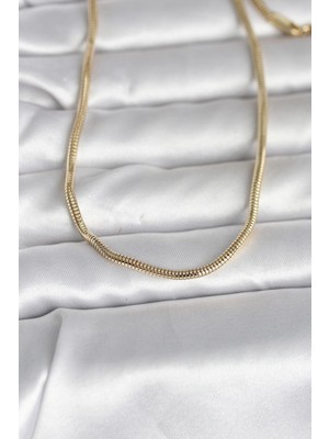 EkoAlışverişDünyam cm 14K Gold Renk Yılan Zincir Model 60 cm Kadın Kolye TJ-BKO10995