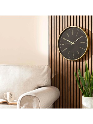 Linens Dark 42 cm Duvar Saati Siyah