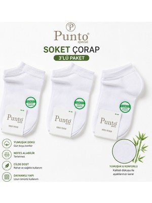 Sihirli Dantel Punto Dikişsiz Ter Emici Bayan Bambu Patik Çorap 3 Adet