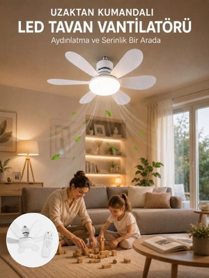 Marsilyan Tavan Vantilatörü Sessiz Motorlu Uzaktan Kumandalı LED Aydınlatma Güçlü Serinletme