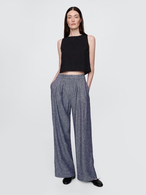 Gap Kadın Lacivert 365 High Rise Keten Karışımlı Pantolon