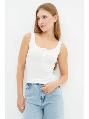 FullaModa Yarım Çıtçıtlı Askılı Crop Body