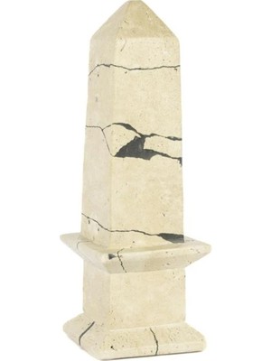 Mikasa Piramit Krem Mermer Dekoratif Obje 9x9x31cm