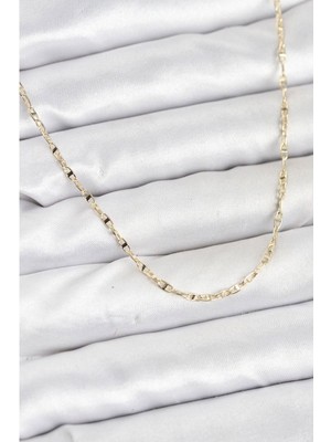 Clariss Gürbelle Özel_cm 14K Gold Renk Pirinç Gemi Zinciri Model Kadın Kolye
